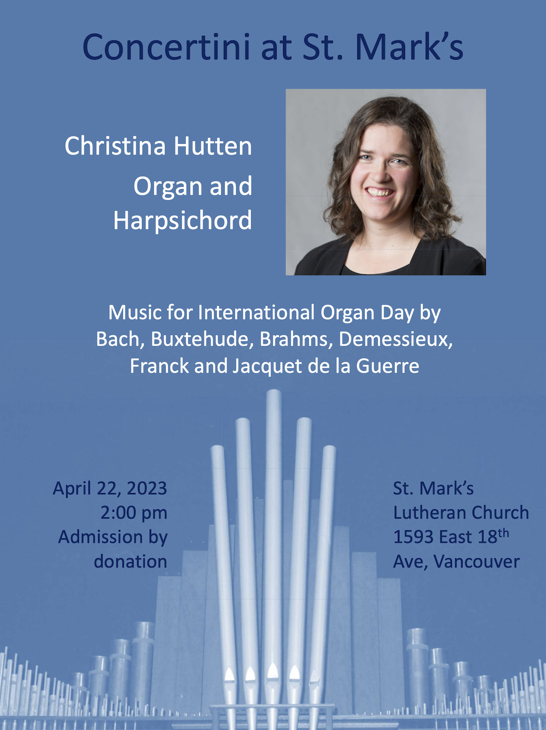 Organ Concertini at St. Mark's: One More Time with Feeling @ St. Mark's Lutheran Church