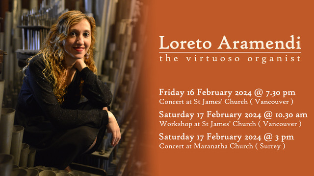 Organ Virtuoso Loreto Aramendi: masterclass and workshop @ St. James' Anglican Church